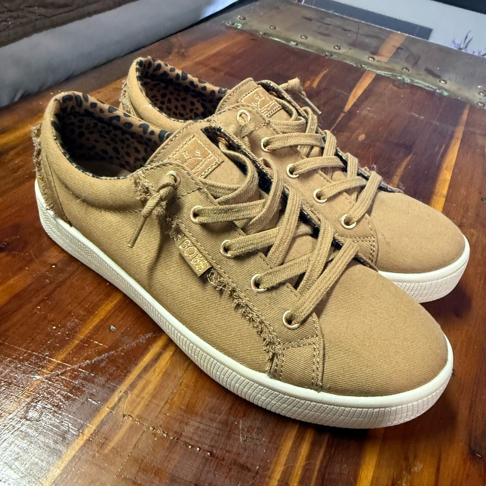 BOBS from Skechers Tan Suede Sneakers with White Soles